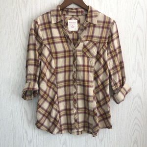 EUC Sonoma Plaid Flannel Long Sleeve Top Size M